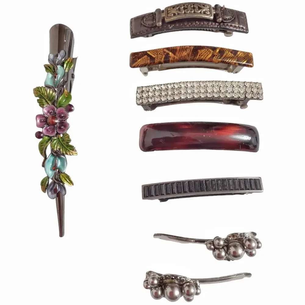 Hair Decor 8pc Bundle Barrett's Enamel Plastic Hair Clips Accessories Festival
